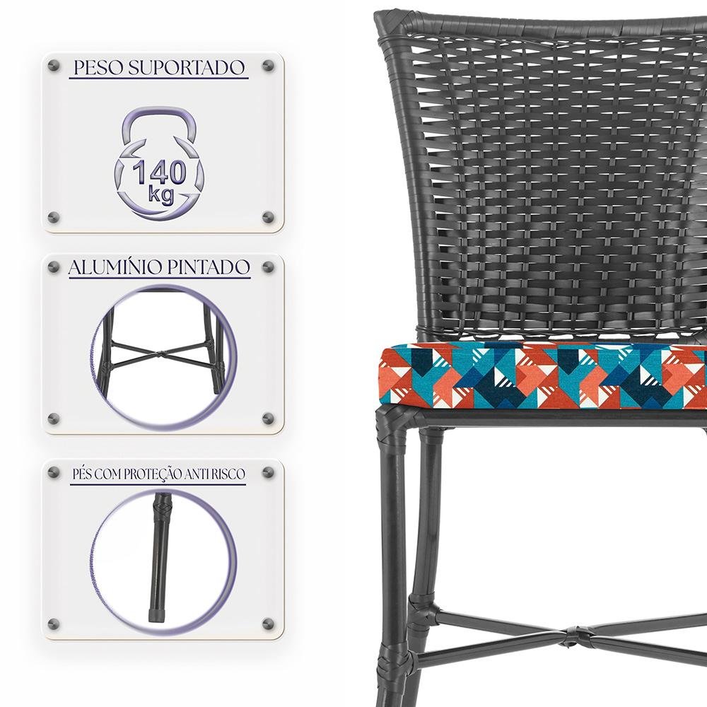 Jogo de Cadeiras para Cozinha - Kit com 5 Cadeiras em Aluminio e Fibra Sintetica Turquia Preta - 4