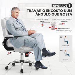 Cadeira YAMASORO Presidente Luxo em Couro  sintético Ergonômica Regulagem do Apoio de Cabeça e lomba - 4