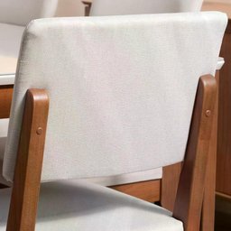 Conjunto de Jantar Mesa com Vidro Avena 6 Cadeiras Ella - Canella C/ Off White - 5