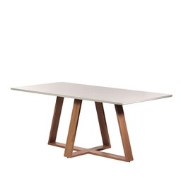 Conjunto de Jantar Mesa com Vidro Avena 6 Cadeiras Ella - Canella C/ Off White - 2