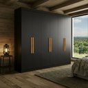 Ver imagem 1 de Guarda-Roupa Casal 6 Portas 2 Gavetas 100% MDF Preto Albert