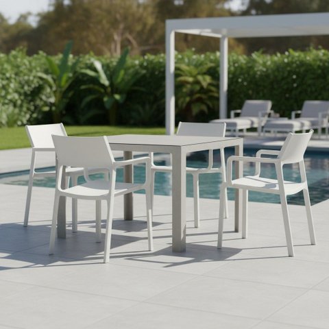 Conjunto 4 Cadeiras Empilhaveis Area Externa Santorini Fratini
