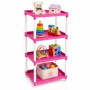 Ver imagem 1 de Estante Organizadora Infantil 4 Andares Rosa Nicho Modular Multiuso Brinquedos Lavanderia Prateleira