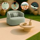 Ver imagem 3 de Poltrona Orgânica Giratória Chloe Decorativa com Almofada Plumante Bouclê Verde - Arkell