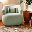 Ver imagem 1 de Poltrona Orgânica Giratória Chloe Decorativa com Almofada Plumante Bouclê Verde - Arkell