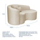 Ver imagem 3 de Recamier Curvo Orgânico 150cm 2 Lugares Lado Direito para Sala de Estar Bouclé Londres Bege