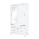 Ver imagem 4 de Guarda Roupa Roupeiro Solteiro Marel BE25 Briz 2 Portas de Correr 4 Gavetas com Espelho Branco Henn
