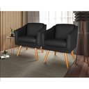 Ver imagem 1 de Kit 2 Poltronas para Sala Recepção Escritório Consultório Suede Preto