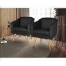 Kit 2 Poltronas para Sala Recepção Escritório Consultório Suede Preto - 1