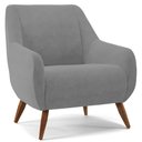 Ver imagem 1 de Poltrona Decorativa Fixa Pés de Madeira Paloma D02 Veludo Cinza B-317 - Lyam Decor