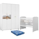 Ver imagem 1 de Berço Americano Carinho com Colchão Ortobom com Guarda Roupa Infantil Vittoria 6 Portas Branco - m