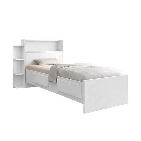 Cama de Solteiro Isa com Gavetas Laterais com Colchão D20 para Dormitório Juvenil - Branco