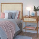 Ver imagem 2 de Cabeceira Solteiro 90cm e Mesa de Cabeceira Gaveta Pés Metal Cor:hanover com Dourado