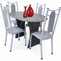 Conjunto de Cozinha Mesa Tampo em Granito Oval Paris 4 Cadeiras  - 2