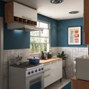 Ver imagem 2 de Cozinha Modulada Compacta com 4 Peças 10 Portas 4 Gavetas e Vidro Reflecta 100% MDF Itália