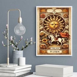 Quadro Carta Tarot Vintage - The Sun 45x34cm:moldura Preta - 2