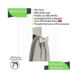 Cabide Gancho para Toalha de Parede com Adesivo Inox F.elg - 7