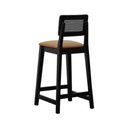 Ver imagem 6 de Banqueta Gabi Madeira Maciça Encosto C- Telinha C- 68cm Altura - Preto Assento Estofado Corano