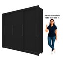 Ver imagem 5 de Guarda-Roupa Casal 100% MDF 3 Portas de Correr 2 Gavetas Preto Roma