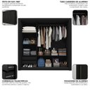 Ver imagem 6 de Guarda-Roupa Casal 100% MDF 3 Portas de Correr 2 Gavetas Preto Roma