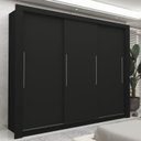Ver imagem 1 de Guarda-Roupa Casal 100% MDF 3 Portas de Correr 2 Gavetas Preto Roma