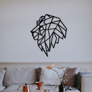 Aplique De Parede Decorativo Em Mdf 6mm Leão Geométrico