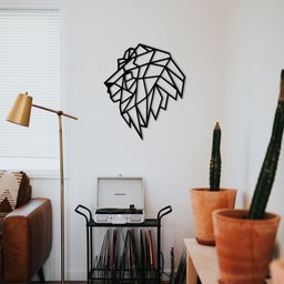 Aplique De Parede Decorativo Em Mdf 6mm Leão Geométrico - 3