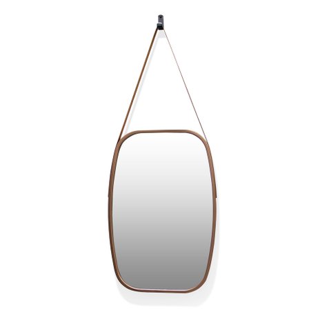 Espelho Decorativo Retangular com Moldura de Plastíco Rosê Alça Caramelo 65x43,5 cm - D’Rossi