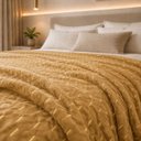 Ver imagem 2 de Cobertor Manta Fio de Ouro Casal 190x210 Toque Macio Luxo Decorativa Caramelo