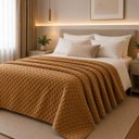 Ver imagem 4 de Cobertor Manta Fio de Ouro Casal 190x210 Toque Macio Luxo Decorativa Caramelo
