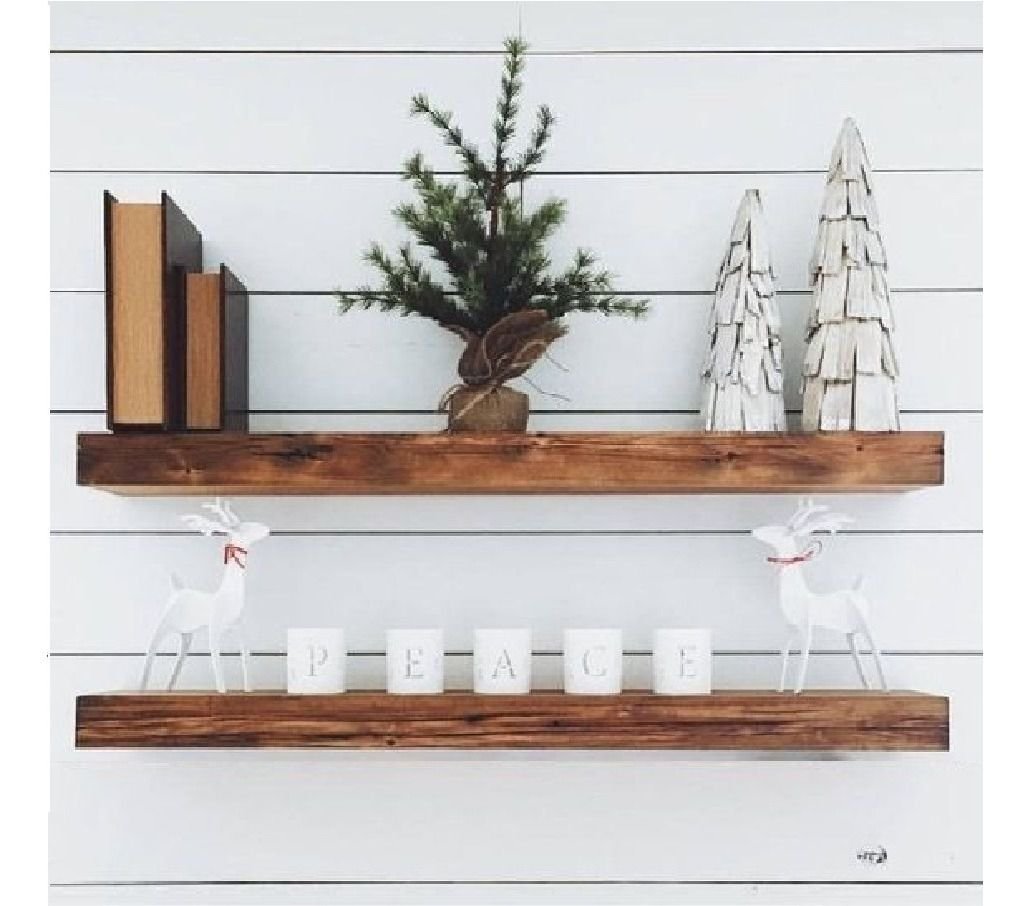 Ver imagem 7 de Kit 2 Prateleiras Grossas Suporte Invisível Madeira 60x15