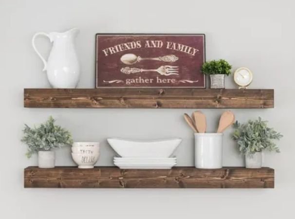 Ver imagem 6 de Kit 2 Prateleiras Grossas Suporte Invisível Madeira 60x15