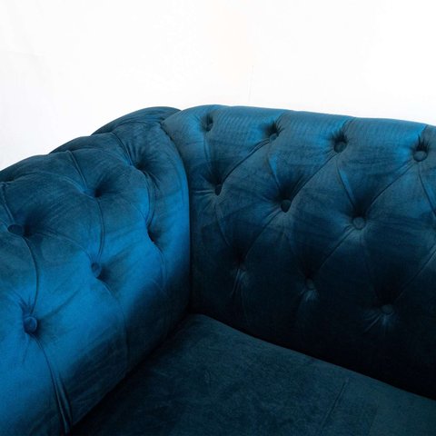 Conjunto c/ 2 Poltronas Chesterfield Duque Para Sala, Tv, Estar, Recepção - Suede Azul Marinho