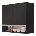 Ver imagem 1 de Armário Aéreo Multiuso Lux 80cm 100%mdf 02 Portas com Nicho Integrado Preto - Desk Design