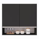 Ver mais imagens de Armário Aéreo Multiuso Lux 80cm 100%mdf 02 Portas com Nicho Integrado Preto - Desk Design