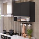 Ver imagem 6 de Armário Aéreo Multiuso Lux 80cm 100%mdf 02 Portas com Nicho Integrado Preto - Desk Design