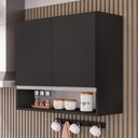 Ver imagem 4 de Armário Aéreo Multiuso Lux 80cm 100%mdf 02 Portas com Nicho Integrado Preto - Desk Design