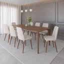 Ver imagem 1 de Conjunto de Jantar Mesa Retangular Harmony 8 Cadeiras Dakota - Linho Off White - Linked 02