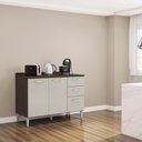 Ver imagem 2 de Balcão Jolie de Cozinha P/ Pia Com Tampo de Madeira Mármore 1.20m Chocolate/ Off White