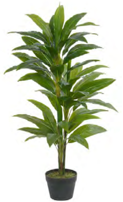 Planta Árvore Artificial Dracena Real Toque C/Pote X49 Verde 1,1m - 1