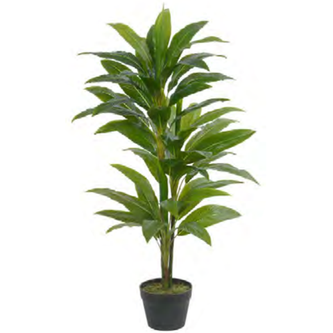 Planta Árvore Artificial Dracena Real Toque C/Pote X49 Verde 1,1m