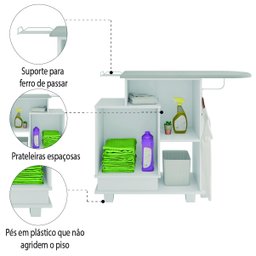 Tábua De Passar Roupa Multiuso com Gabinete Havaí Branco RV Móveis - 4 Tábua De Passar Roupa Multiuso com Gabinete Havaí Branco RV Móveis - 4