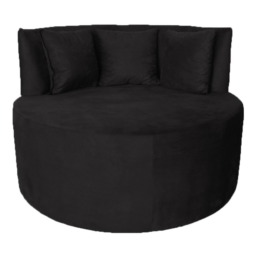 Sofá Puff Chaise Redondo Barcelona Suede Preto Dimazza Móveis