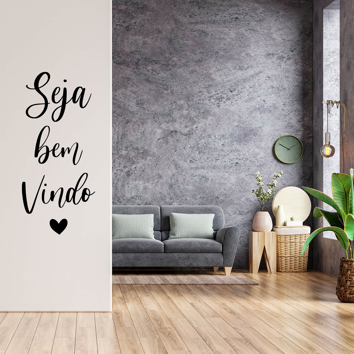 Adesivo Decorativo Seja Bem Vindo Escrita Lettering Coração Hall ...
