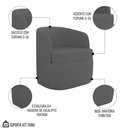 Ver imagem 3 de Kit 2 Poltronas Giratória Decorativa para Sala Dandara K04 Linho Cinza Escuro - Mpozenato
