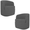 Ver imagem 1 de Kit 2 Poltronas Giratória Decorativa para Sala Dandara K04 Linho Cinza Escuro - Mpozenato