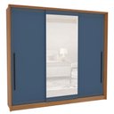 Ver imagem 2 de Guarda-roupa Casal Valência 3 Portas 4 Gavetas com Espelho Freijó/azul - Politorno