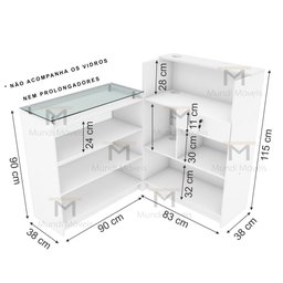 BALCÃO LOJA VITRINE M82.2021.B (LOJA, CAIXA) MUNDI MOVEIS - 2