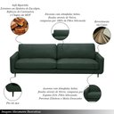 Ver imagem 3 de Sofá Decorativo Isaac 3 Lugares Sala de Estar 210cm Pés em Aço Couro Verde Musgo G88 - Gran Belo