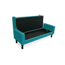 Ver imagem 2 de Recamier Calçadeira Fênix Baú Estofado Quarto King 195cm Suede Azul Turquesa - LM DECOR